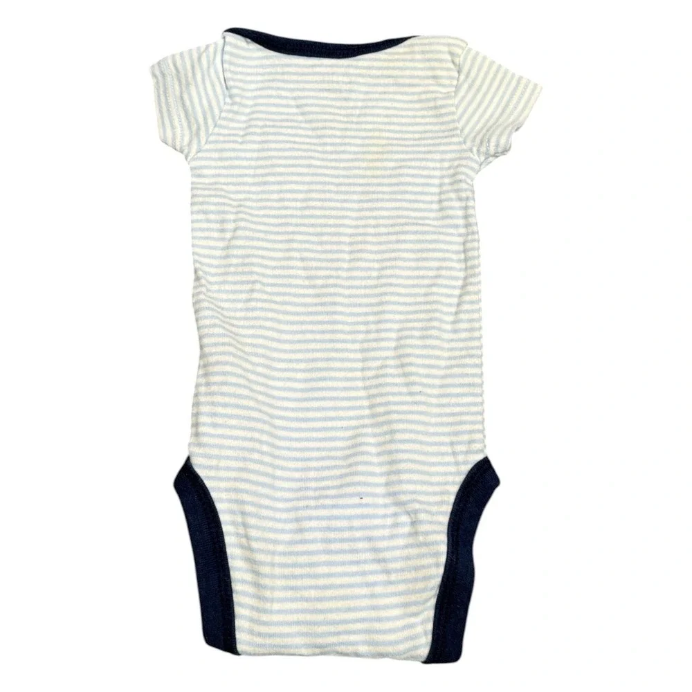 Child of Mine by Carters Newborn Bodysuit Blue White Striped Short Sleeve Cotton